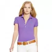 ralph lauren custom fit femme tee shirt button small pony purple